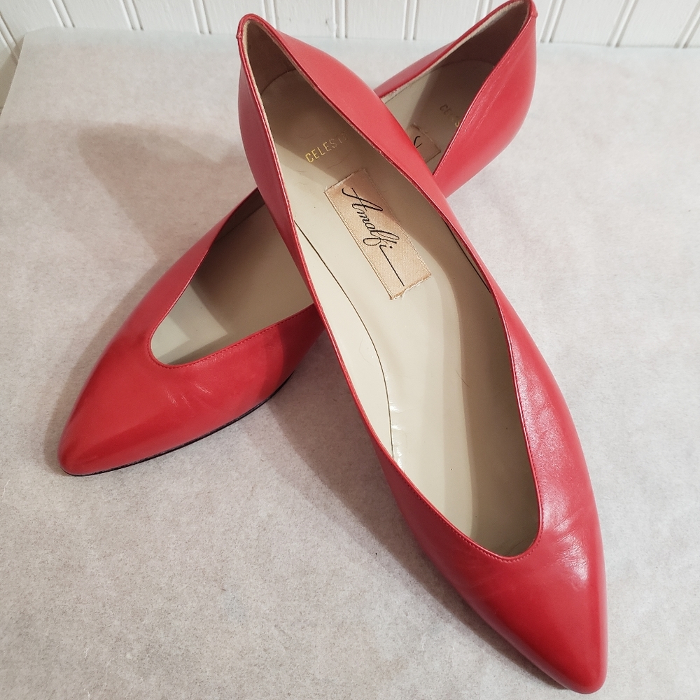 10 AAA Amalfi Red Womens Leather Pumps